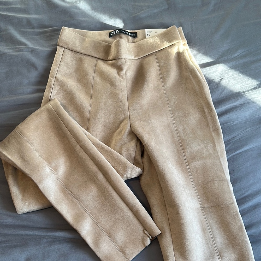 Suede nude pants